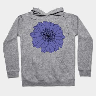 Very Peri Periwinkle Blue Gerbera Floral Drawing Color of the Year 2022 Hoodie